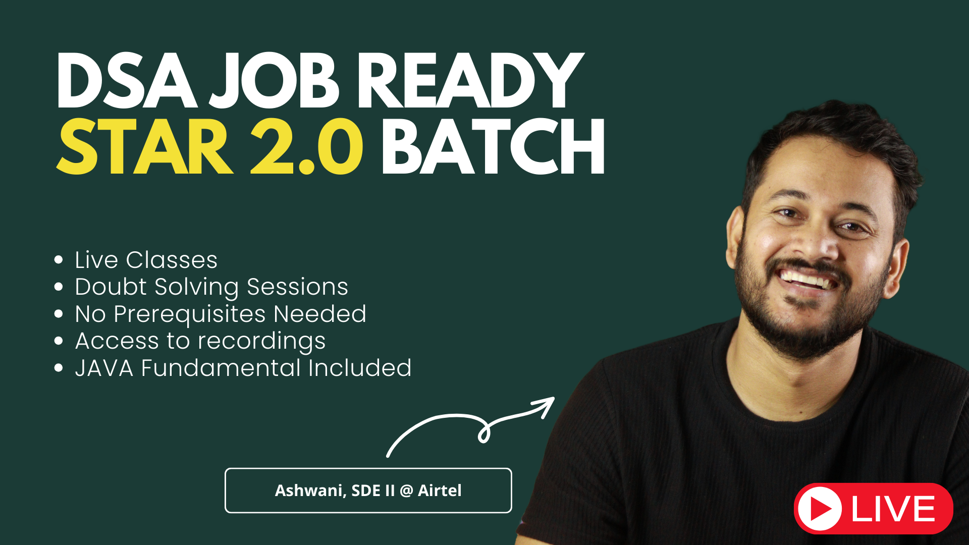 DSA STAR batch 2.0 recorded course banner