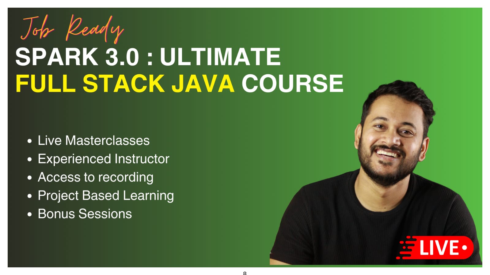 SPARK batch 3.0 recorded Java full stack course banner